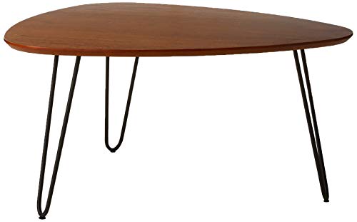 Walker Edison Mid Century Modern Hairpin Coffee Table Living Room Accent Ottoman Storage Shelf, 32 Inch, Walnut