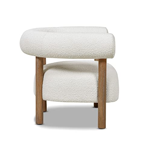 Jennifer Taylor Home Martha Arm Chair, Ivory White Boucle