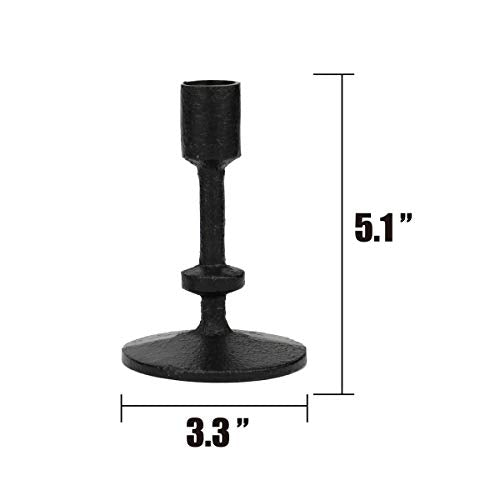 Stonebriar SB-6282A2 5" Black Cast Iron Metal Taper Candle Holder Set, Set of 2