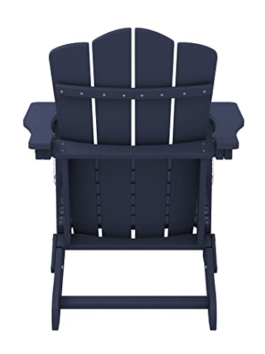 KINGYES Folding Adirondack Chair, HDPE All-Weather Adirondack Chair, Navy