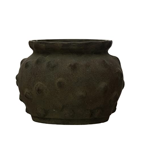 Creative Co-Op Terra-Cotta Raised Dots Vase, 11" L x 11" W x 9" H, Black