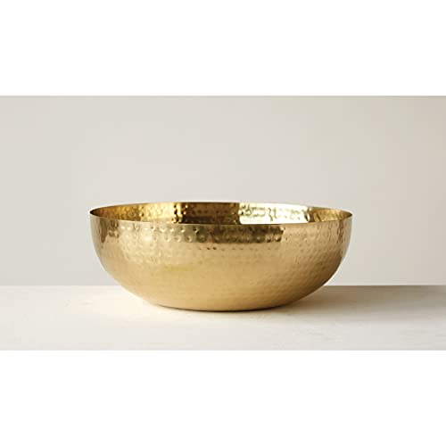 Creative Co-Op Round Hammered Metal Bowl, Gold Finish