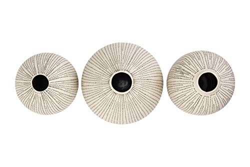 Creative Co-op DF0842 White Stoneware Textured Black Polka Dots (Set of 3 Sizes) Vase