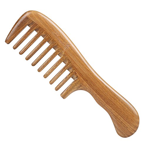 Breezelike Sandalwood Hair Comb - No Static Handmade Wide Tooth Comb - Natural Wooden Detangling Comb with Gift Box