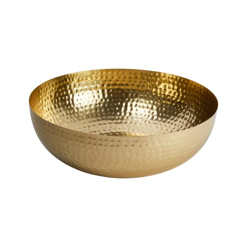 Creative Co-Op Round Hammered Metal Bowl, Gold Finish