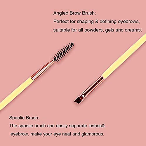Duo Eye Brow Brush, Eyelash Comb Eyebrow Brush, Angled Eyebrow Brush and Spoolie Brush for Defining Eyebrows