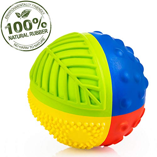 Pure Natural Rubber Sensory Ball (3") RAINBOW - SEALED HOLE, All Natural Sensory Toy, Promotes Sensory Development, Bright Colors, Perfect Bouncer, BPA Free, PVC Free, Hole Free Sensory Ball for Baby