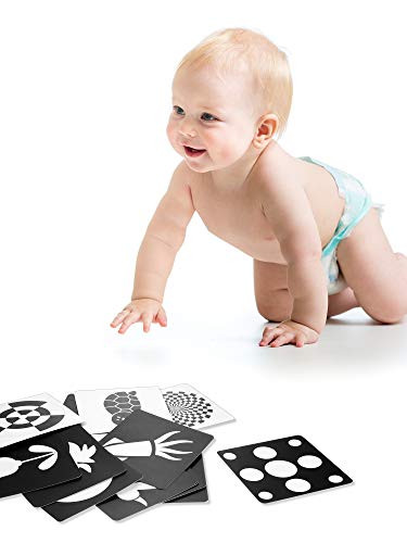 48 Pictures High Contrast Newborn Cards Black And White Contrast Flash Cards Cardsfor infants Baby Picture Cards For Newborn Babies Toys ,5.5 x 5.5 Inch