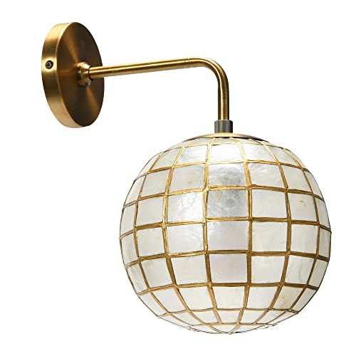 Creative Co-Op DF4647 Metal Princess Capiz Wall Lamp Sconce, Brass