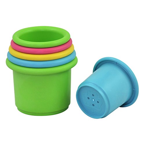 green sprouts Sprout Ware Stacking Cups made from Plants (6 cups) | Encourages whole learning the healthy & natural way | Fun for bath, pool, water, & sand play, Holes for sifting & sprinkling