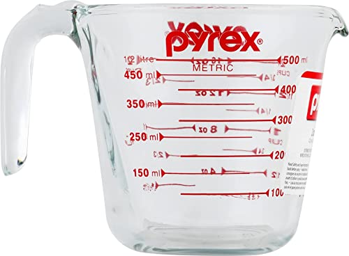  Pyrex Prepware 1-Cup Measuring Cup, Clear with Red