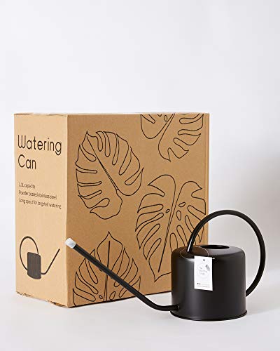 Indoor Watering Can - Matte Black Metal - 44oz or 1.3L - Long Spout for Easy Houseplant Watering