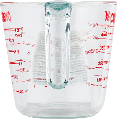 Pyrex 1 Cup, 8 oz. or 250 mL Measuring Cup Clear Glass w/ Red