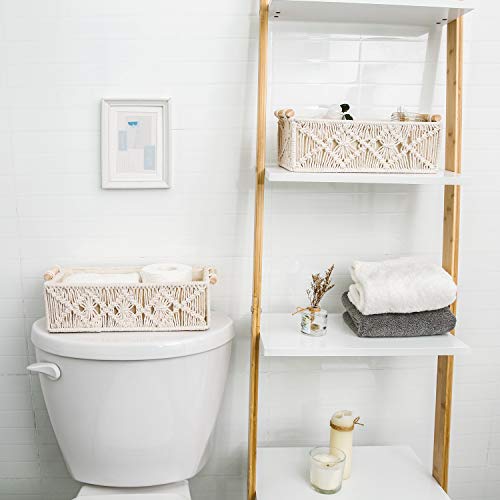 Bathroom Storage Organizer Toilet Paper Basket, Small Woven Storage Basket  for Toilet Tank Top, Home Decor Organizing Baskets for Bathroom, Bedroom,  Living Room Gray