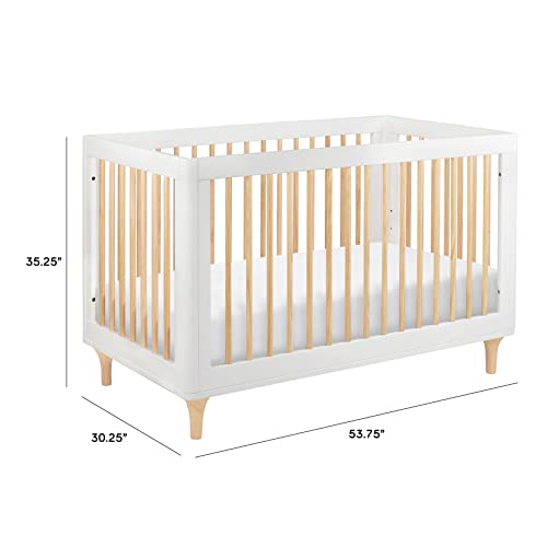 Babyletto Lolly 3-in-1 Convertible Crib with Toddler Bed Conversion Kit in White and Natural, Greenguard Gold Certified