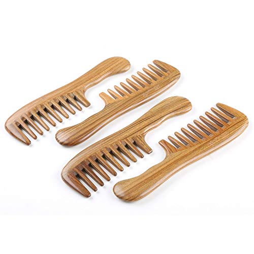 Breezelike Sandalwood Hair Comb - No Static Handmade Wide Tooth Comb - Natural Wooden Detangling Comb with Gift Box