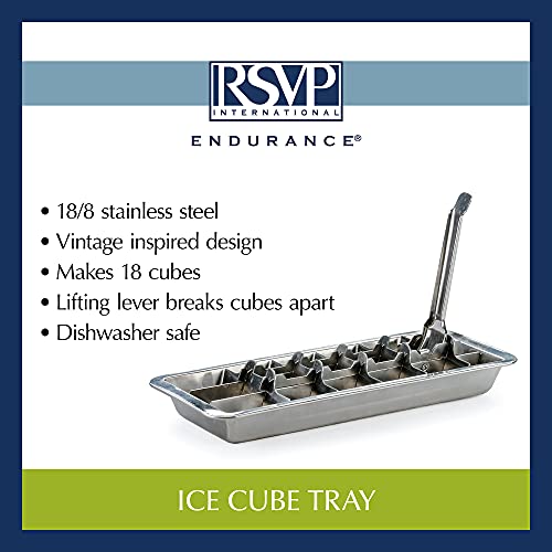 Vintage Inspired Ice Cube Tray, 11"  | Levers Remove Cubes | Heavy Duty Stainless Steel | Dishwasher Safe