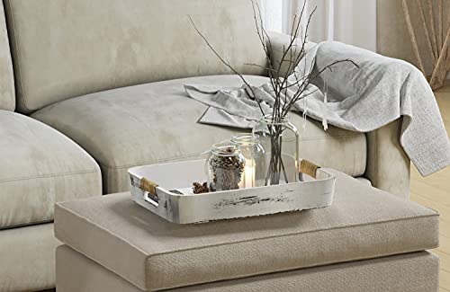 White ottoman on sale with tray