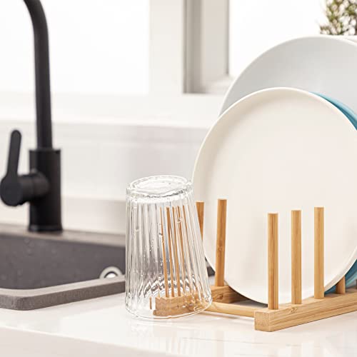 Innerneed Bamboo Kitchen Dish / Plate / Bowl / Cup / Book / Pot Lid / Drying Rack Stand Drainer Storage Holder Organizer