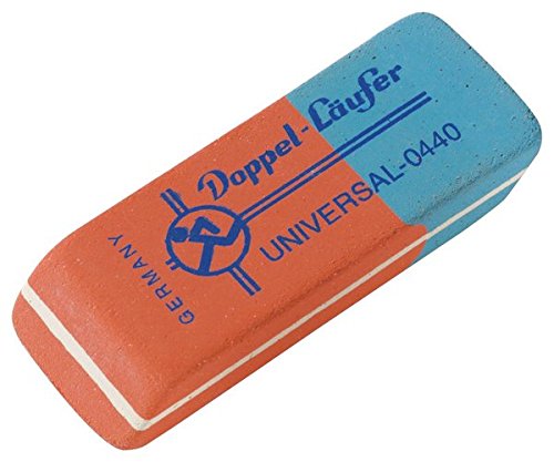 Läufer 00440 Double Universal 0440 Rubber Eraser, Red/Blue Classic, Erases Pencils and Colouring Pencils