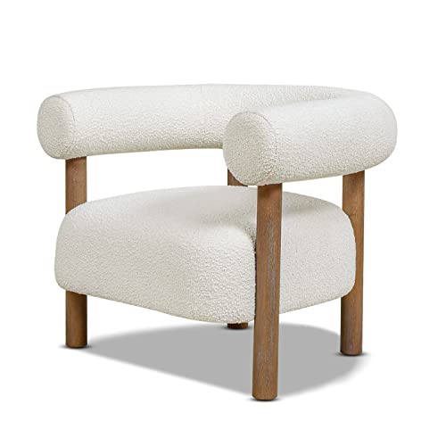 Jennifer Taylor Home Martha Arm Chair, Ivory White Boucle