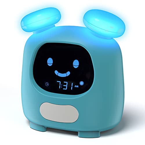 i-box Blinky Alarm Clock for Kids with Sleep Trainer, Night Light and Sleep Sounds, OK to Wake Clock for Kids with Nap Timer, Kids Alarm Clocks for Girls and Boys, Red Light Green Light Clock for Kids