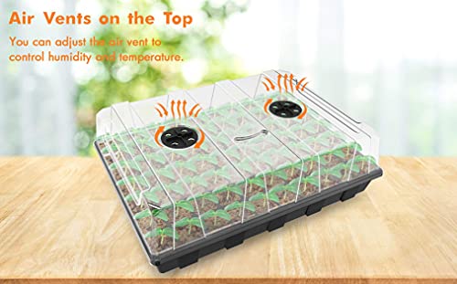 Gardzen 5-Set Garden Propagator Sets, Smiling Face Seed Tray Kits with 350-Cell, Comes with Dome and Base 18" x 14" (70-Cell Per Tray)
