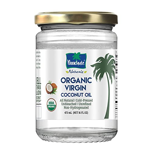 Parachute Naturalz Extra Virgin Coconut Oil | 100% Organic Cooking Oil, Hair Oil and Skin Oil | Cold Pressed | USDA Certified |16 Fl. Oz