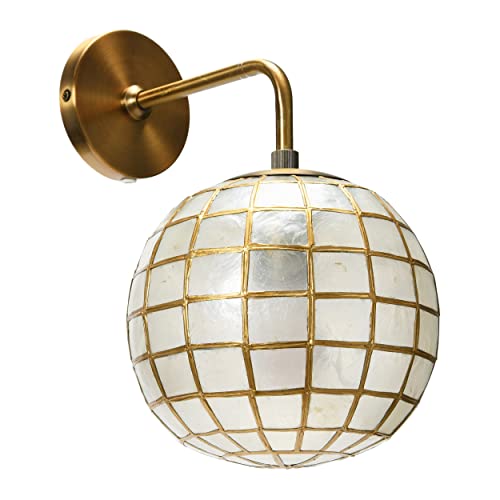 Creative Co-Op DF4647 Metal Princess Capiz Wall Lamp Sconce, Brass