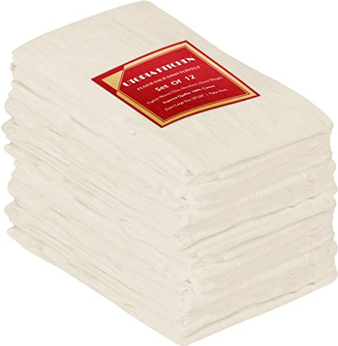Utopia Kitchen Flour Sack Tea Towels 12 Pack, 28 x 28 Inches Ring Spun 100% Cotton Dish Cloths - Machine Washable - for Cleaning & Drying - Natural