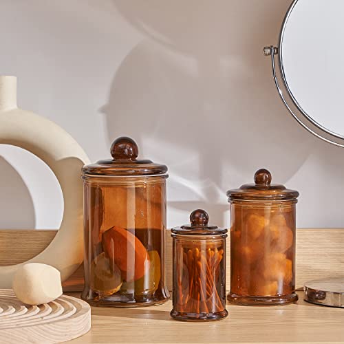 Glass Bathroom Vanity Storage Jar for Cotton Swabs, Makeup Sponges