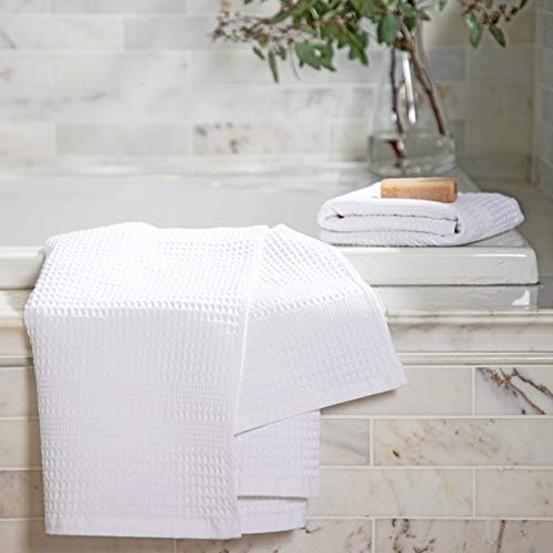 Gilden Tree Waffle Towels Quick Dry Lint Free Thin, Bath Towel 2 Pack, Classic Style (White)