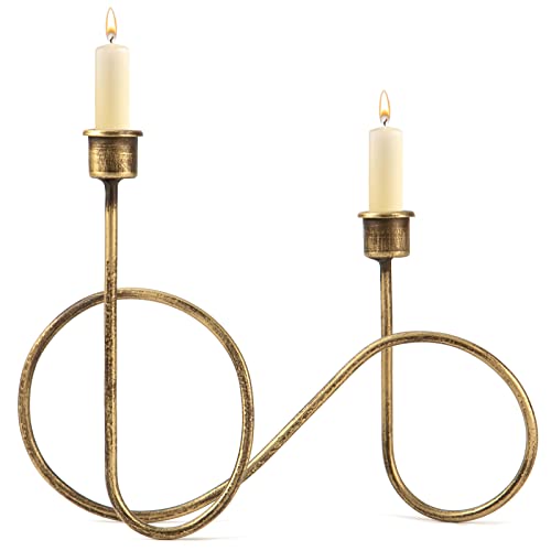 Twisted Brass Style Candle Holder, Candlestick Holder for Table Decoration, Holiday, Wedding, Housewarming