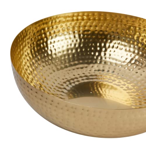 Creative Co-Op Round Hammered Metal Bowl, Gold Finish