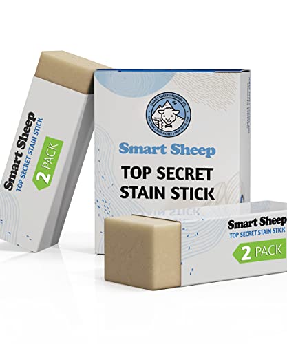 2 Pack Stain Stick - Stain Remover Bar for Clothes by Smart Sheep - Powerful Laundry Stain Remover - Formulated w/Natural Ingredients - Perfect for Food Drink Pet Grass & Blood Stains