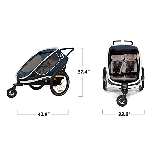 Hamax Outback Two Seat Reclining Multi-Sport Child Bike Trailer + Stroller (Jogger Wheel Sold Separately) (Navy/White)