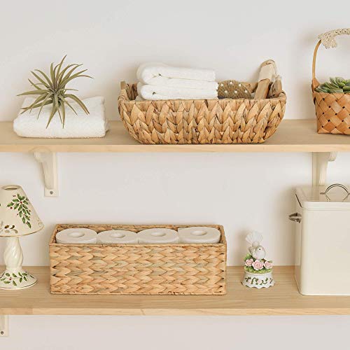 StorageWorks Woven Storage Basket, Bathroom Storage Organizer Basket, 16 "L x 6 ¾"W x 4 ¼"H, 2-Pack, Natural Water Hyacinth