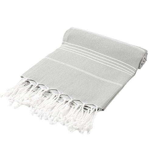 Lightweight 100% Turkish Cotton Super Soft cover up-towel, Quick Dry, travel blanket (37 x 70), Silver Grey