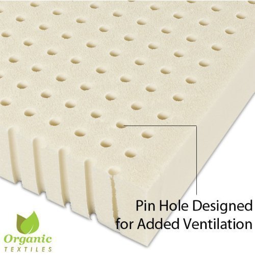 Certified Organic Latex mattress Topper by Organic Textiles. Medium firmness, 2-inch thick. Queen size.
