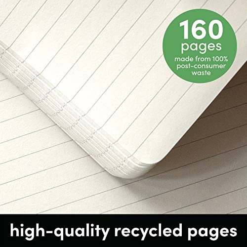 PAPERAGE Recycled Lined Journal Notebook, (Kraft Natural Brown), 160 Pages, Medium 5.7 inches x 8 inches - 100 gsm Thick Paper, Hardcover