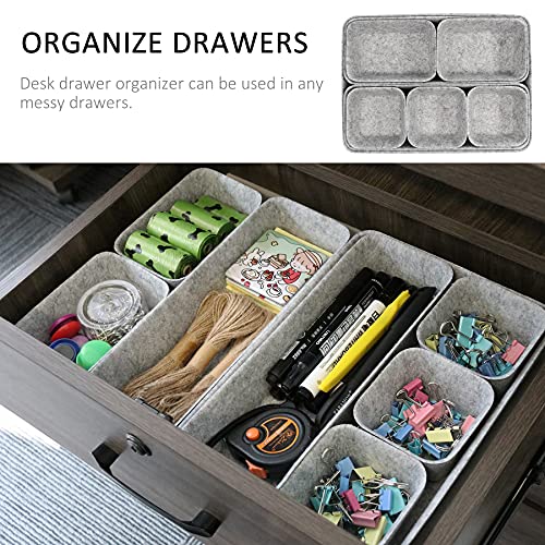 Newthinking Felt Drawer Organizer Tray, 8 Pack Shallow Desk Drawer Organizer, Save Desk Space Dividers Box for Office Gadgets and Jewelry Storage (Gray)
