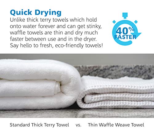 Gilden Tree Classic Waffle Weave Hand Towel 100% Natural Cotton Highly Absorbent & Quick Drying - Stone, Gray