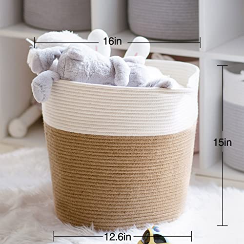 Goodpick Cotton Rope Storage Basket, Woven Round Basket with