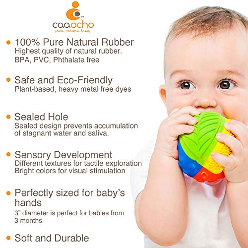 Pure Natural Rubber Sensory Ball (3") RAINBOW - SEALED HOLE, All Natural Sensory Toy, Promotes Sensory Development, Bright Colors, Perfect Bouncer, BPA Free, PVC Free, Hole Free Sensory Ball for Baby