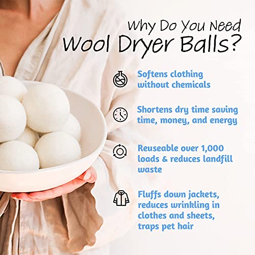 Simple Natural Products Wool Dryer Balls Handmade 6 XL Pack Fabric Softener Ball