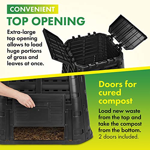Garden Composter Bin Made from Recycled Plastic – 110 Gallons (420Liter) Large Compost Bin - Create Fertile Soil with Easy Assembly, Lightweight, Aerating Outdoor Compost Box – by D.F. Omer