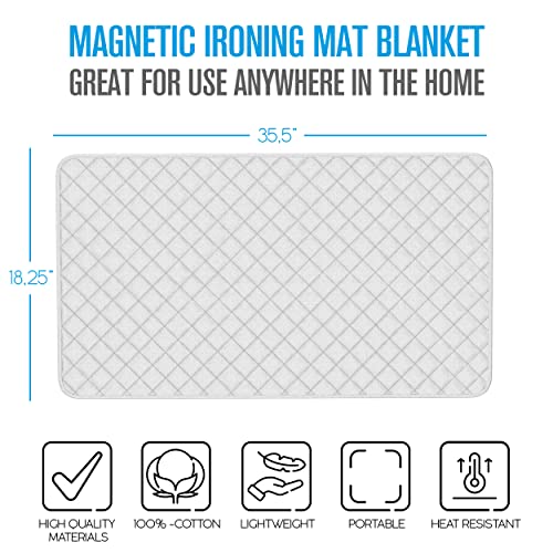 Houseables Ironing Blanket, Magnetic Mat Laundry Pad, 18.25"x32.5", Gray, Quilted, Washer Dryer Heat Resistant Pad, Iron Board Alternative Cover