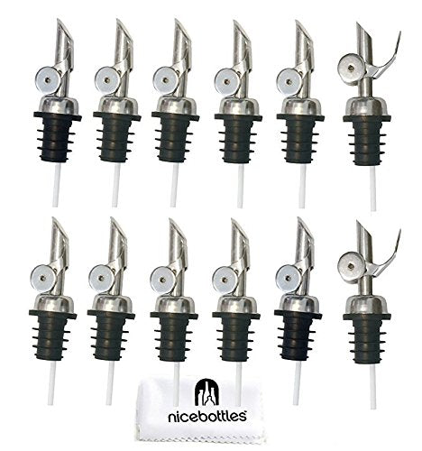 nicebottles Perfect Pour Weighted Stainless Steel Pourer, Pack of 12