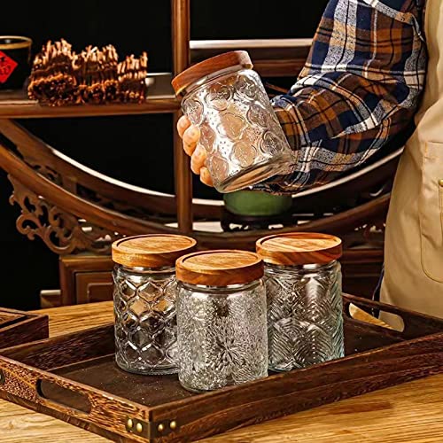 Snminetal Vintage Glass Airtight Storage Jar, With Airtight Wood