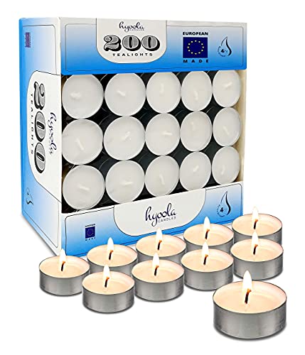Hyoola Tea Lights Candles - 200 Bulk Candles Pack - Tea Candles Unscented- European Made Tealight Candles